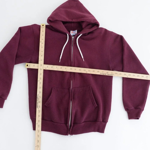 Vintage Hanes Activewear Maroon Zip Up Hoodie w/ Florida Palm Tree Ocean View M - Picture 4 of 11